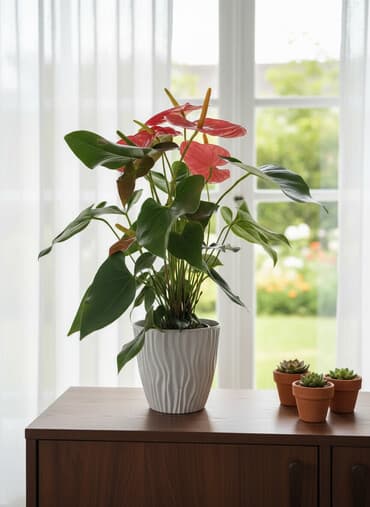 живые растения в аквариум купить: Антуриум (Anthurium andraeanum) в декоративном горшке - Описание — 1