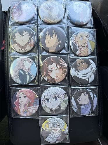 наклейки для банковской карты: Набор круглых значков с аниме и мультперсонажами. Описание: - — 8