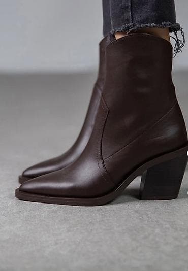 Сабо: Женские ботильоны 38 размера, цвета тёмный шоколад в стиле western — 4