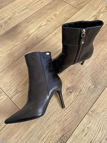 Женская обувь: Женские ботильоны из чёрной гладкой кожи. - Форма: острый нос - — 3