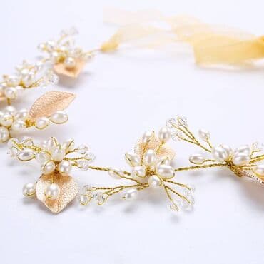 изделия ручной работы: Свадебный головной убор, заколка - веточка, ручной работы с жемчугом — 6