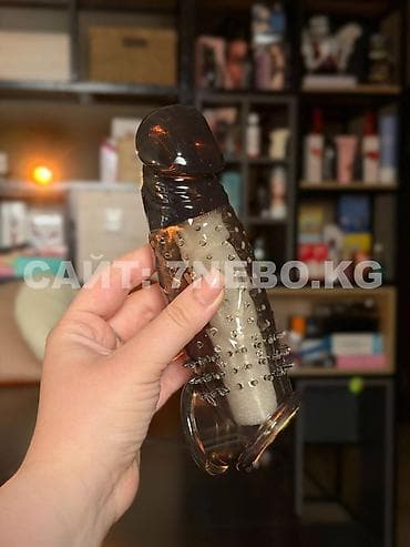 Гибкая прозрачная темная насадка-удлинитель "Воин с крыками" на член с