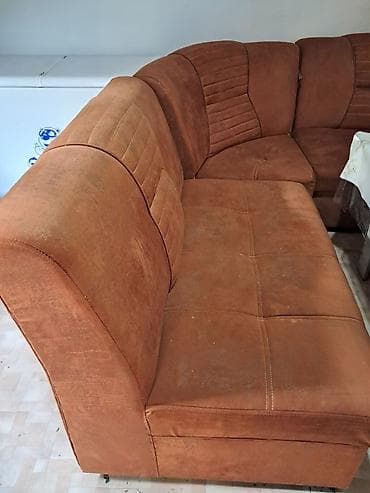 уголовой диван: Угловой диван-кутовой, обивка — велюр/микровелюр терракотового — 3