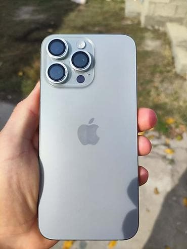 pro: IPhone 15 Pro Max, Б/у, 256 ГБ, Natural Titanium, Зарядное устройство, Защитное стекло, Чехол, 88 % — 1