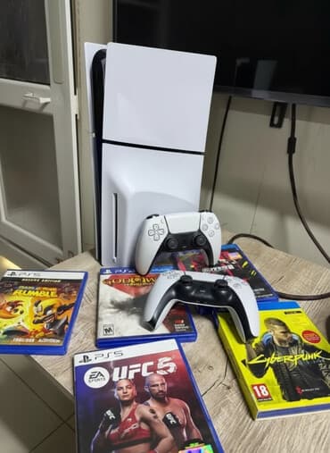 sdd диск: PS5 Слим модель комплект полный, все необходимые провода и 2шт — 1