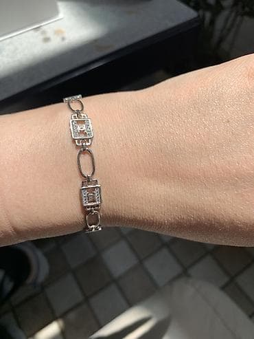 silver: Браслет из серебра 925 пробы с декоративными вставками - Материал — 2
