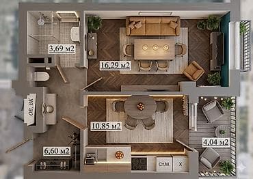 flat kant: 1 комната, 42 м², Элитка, 7 этаж, Евроремонт — 2