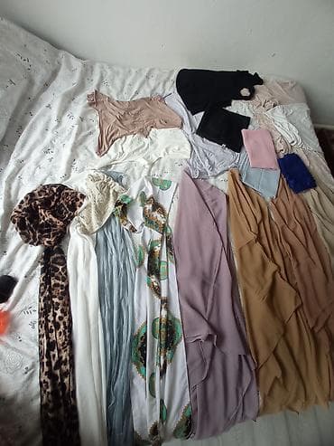 Женская одежда: Повседневное платье, Made in KG, Осень-весна, Длинная модель, Фатин, XL, L — 3