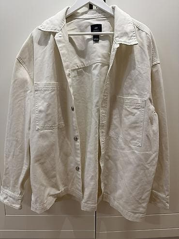 рубашк: Мужская рубашка, L, H&M, Б/у, цвет - Белый, Самовывоз — 2