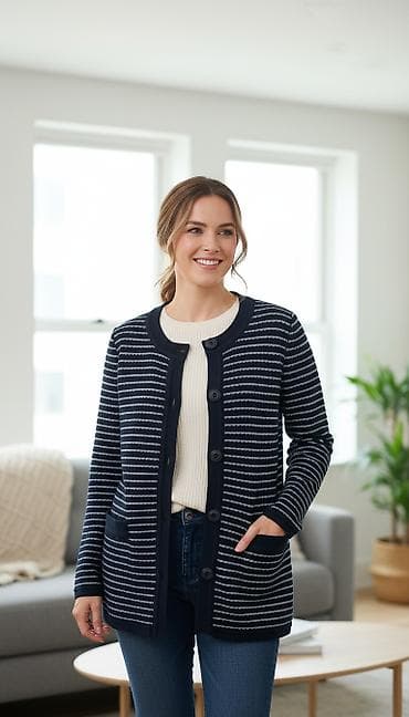 chanel: Кардиган, Трикотаж, Средняя модель, Осень-весна, С карманами — 1