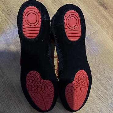 борцовские трико: Борцовки (рестлинг) черные с красной шнуровкой - Высокий верх для — 2