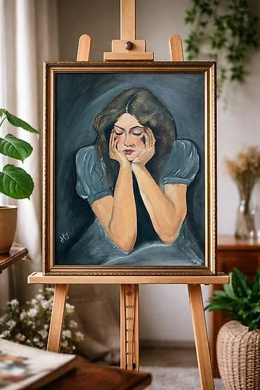 розы бишкек: Картина «Задумчивость» Сүрөттүн өлчөмү 60×70 - Жанр: портрет - — 5