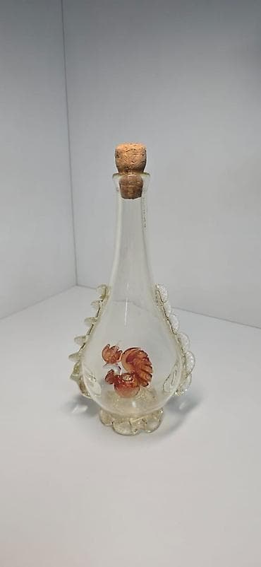 раритет вещи: Графин-штоф ?г СССР, "Петушок", гутное стекло, фигурка петушка внутри — 1