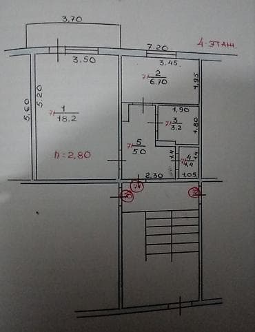 жал мкр: 1 комната, 38 м², 105 серия, 4 этаж, Косметический ремонт — 4