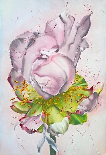 mf doom: Нежная цветочная композиция, выполненная вручную на натуральном шелке — 2