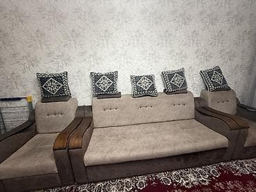 румынская стенка: Комплект мягкой мебели, Б/у, Самовывоз, цвет - Коричневый — 4