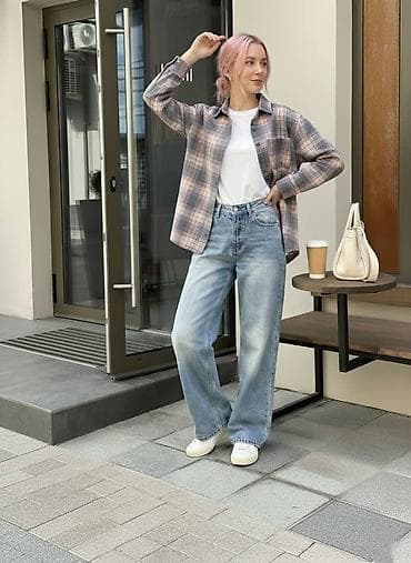 женские рубашки в клетку: Рубашка женская в клетку - Размер: 42–44 - Состав ткани: хлопок 50% — 6