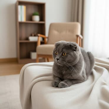 Кошка, порода «шотландская вислоухая», стерилизована, со всеми