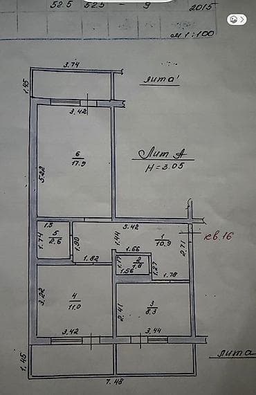 2 комнаты, 67 м², 106 серия, 6 этаж, Евроремонт — 9