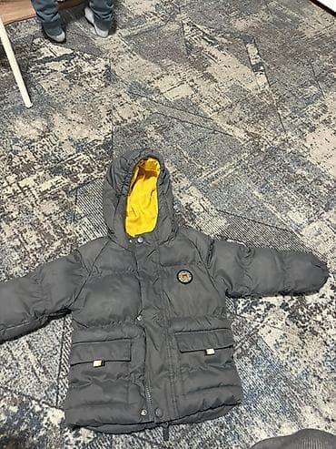 Детская зимняя/демисезонная куртка с капюшоном. - Цвет: темно‑серый с