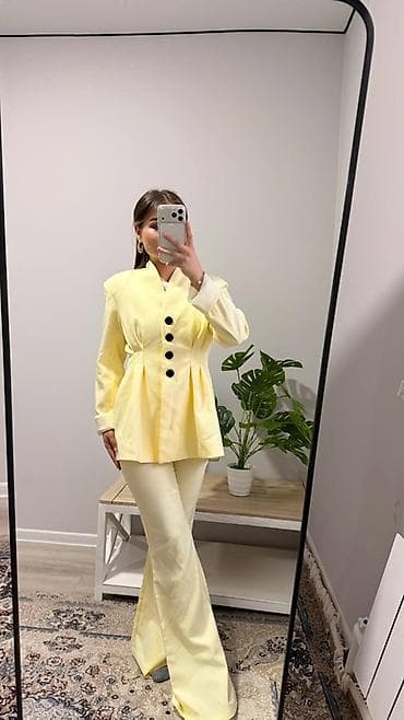 Женские пиджаки Лимонная двойка пиджак и штаны Пиджак шоколадный с — 1