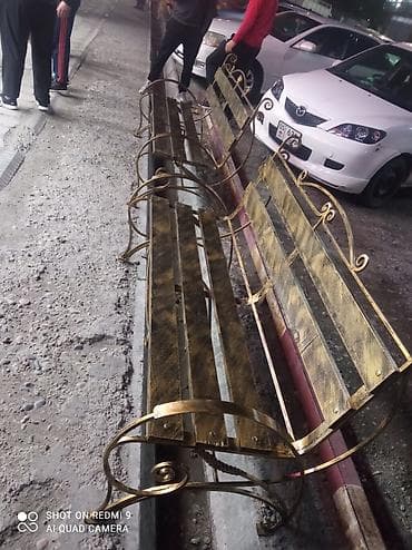 Детская мебель: Скамейка Металл, Со спинкой, Без крыши — 5