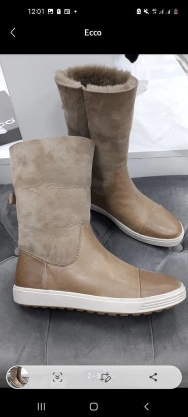 сапоги из натурального меха и кожи: Сапоги, 39, Ecco, Новый, Платная доставка — 3