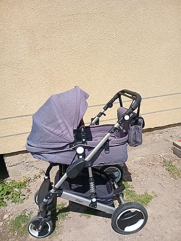 Коляска универсальная (люлька/прогулочный блок) в серо-фиолетовом