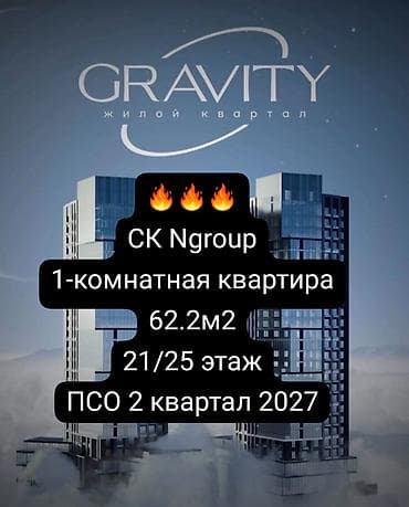 kant flat: 1 комната, 62 м², Элитка, 21 этаж, Готовая ПСО (под самоотделку) — 1