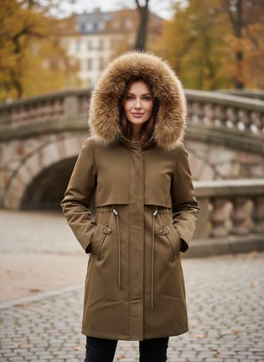 Киреге берилүүчү кийимдер: Пуховик, Тизеден, Аңтери менен, M, L, XL — 2