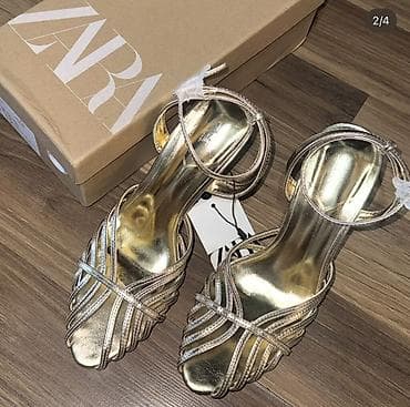 mango 36: Босоножки, 36, Zara, Новый, цвет - Золотой — 2