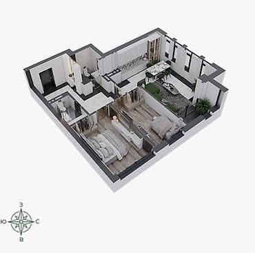 о2 девелопмент: 3 комнаты, 88 м², Элитка, 8 этаж, Готовая ПСО (под самоотделку) — 4