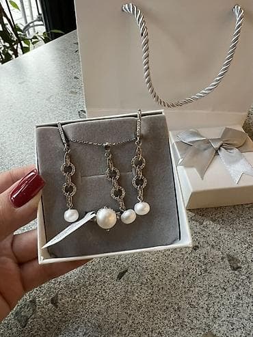 roshe run: Набор украшений с жемчугом и фианитами - Состав набора — 1