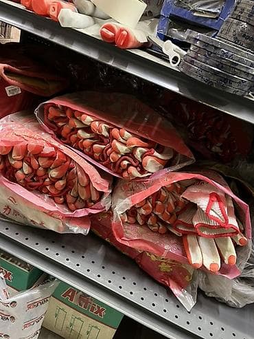 Хлопчатобумажные рабочие перчатки с ПВХ-точками (оранжевыми) на ладони