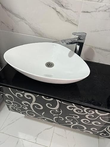 stol: Тумба для ванны, С раковиной, Другой материал, цвет - Черный — 2