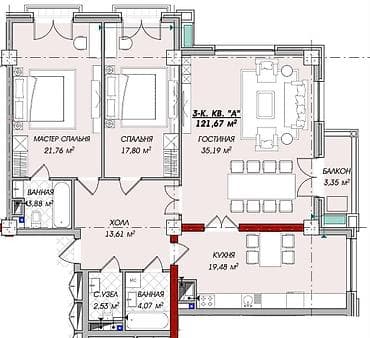 эко комплекс: 3 комнаты, 121 м², Элитка, 11 этаж, ПСО (под самоотделку) — 2