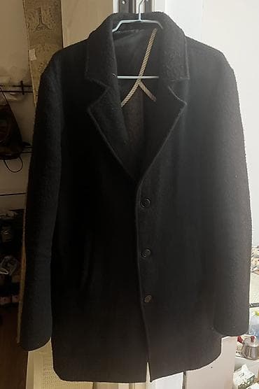 moda larissa плащ: Черное классическое пальто XL - Фасон: прямое, длина до середины — 1