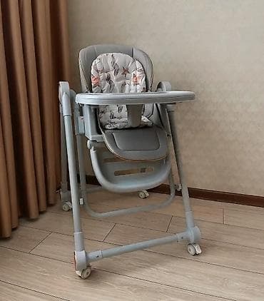 Детский стульчик для кормления/шезлонг 2‑в‑1, серый. - Регулируемая at lalafo.kg Детский стульчик для кормления/шезлонг 2‑в‑1, серый. - Регулируемая