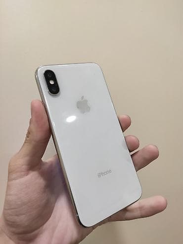 IPhone X, Б/у, 256 ГБ, Серебристый, Кабель, 100 %