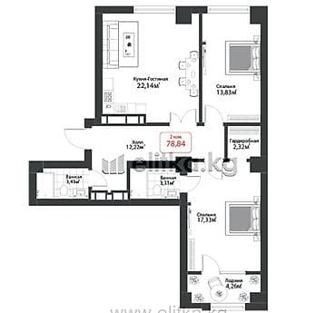 квартира роял: 1 комната, 53 м², Элитка, 8 этаж, Готовая ПСО (под самоотделку) — 9