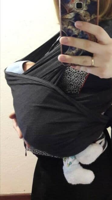 чебурашка из плюшевой пряжи: Слинг-шарф трикотажный. Для новорожденных деток с рождения до 6-10 кг — 2