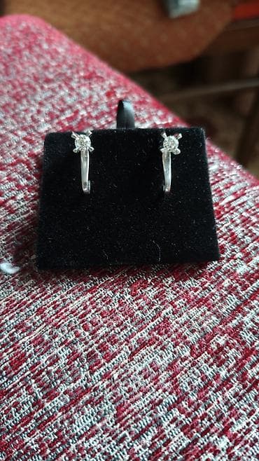 Серьги, Проба 750, Фианит, Женские, Б/у