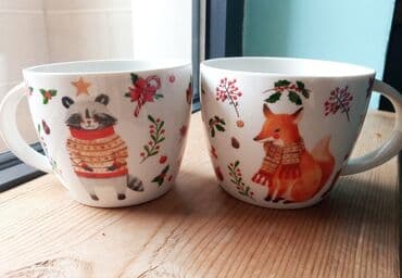 кызыл май свечи в бишкеке: НГ зимние кружки из фарфора! Лисичка и Енотик. Диаметр 10 см, объем — 1