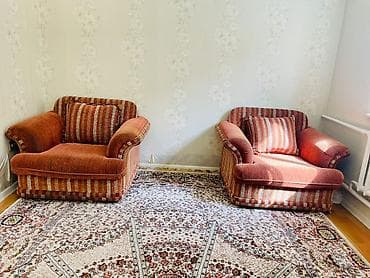 мягкие раскладные диваны: Комплект мягкой мебели, цвет - Оранжевый — 2