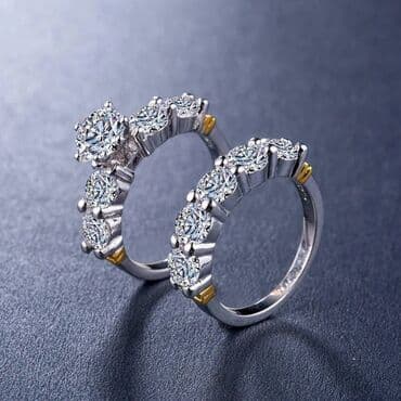 свадебные платья для покрытых: Набор женских колец c цирконом и цветовой кодировкой - 2 шт, S — 2