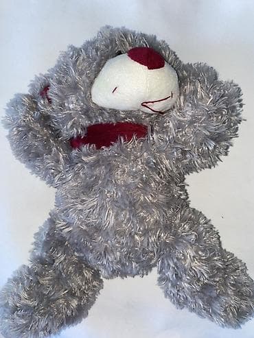 Мягкая игрушка — плюшевый медвежонок. - Цвет: серый мех с блестящим