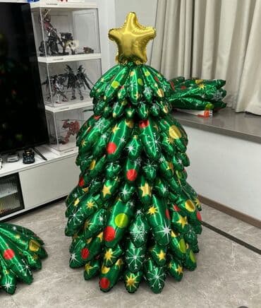 Надувная новогодняя ёлка 130 см с золотой звездой Особенности: -