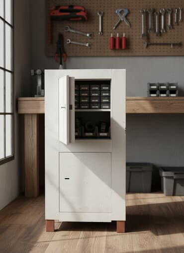 шкаф офисной: Архивдик шкаф, Колдонулган, Темир, түсү - Ак — 1