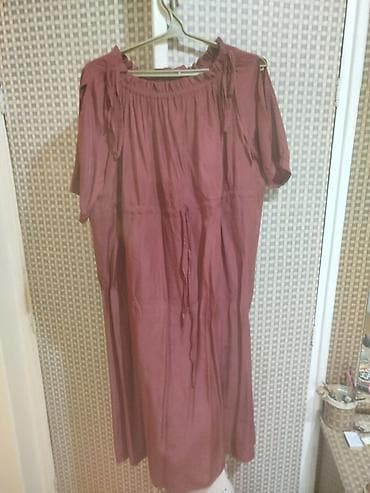 бордовое платье рубашка: Повседневное платье, Лето, Бохо, M — 1