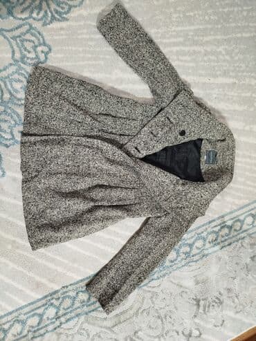 меховая куртка: Пальто размер 44-46-48 серого меланжа - Силуэт: расклёшенный книзу — 1